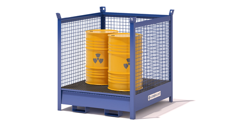 Stackable containers with collection tanks and three netting sides
